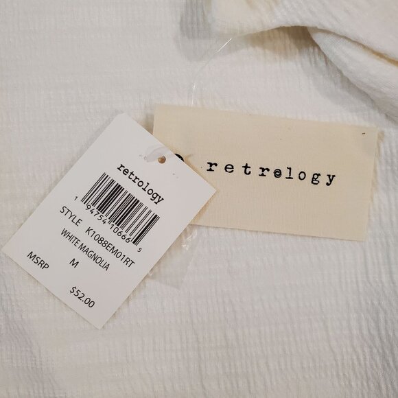 Retrology White Button-Shoulder Short Sleeve Top Medium - Picture 9 of 12